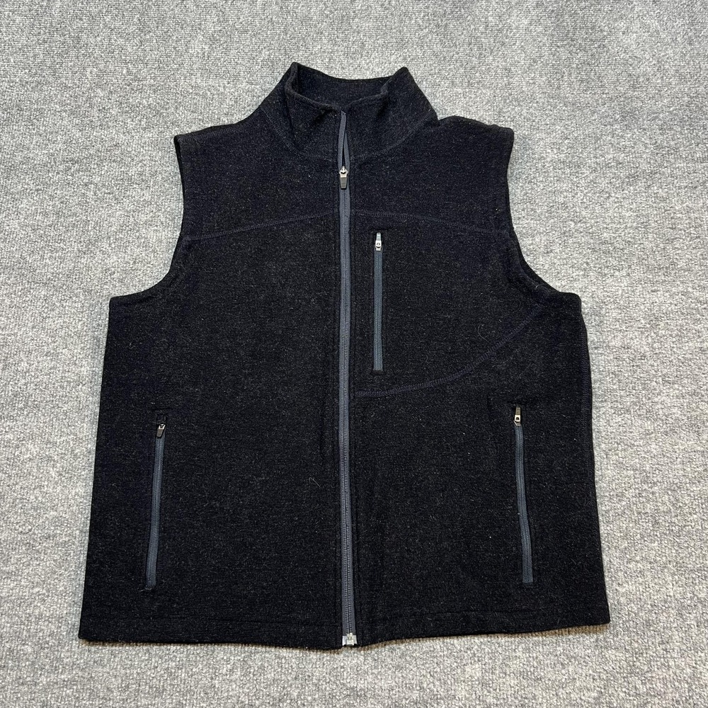 Ibex Vest Mens Large Merino Wool Knit Full Zip Pockets Outdoor Hiking